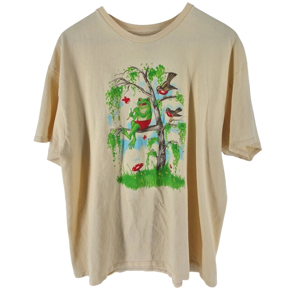 Of Mind Frog Graphic Tee Yellow 100% Organic Cotton XL